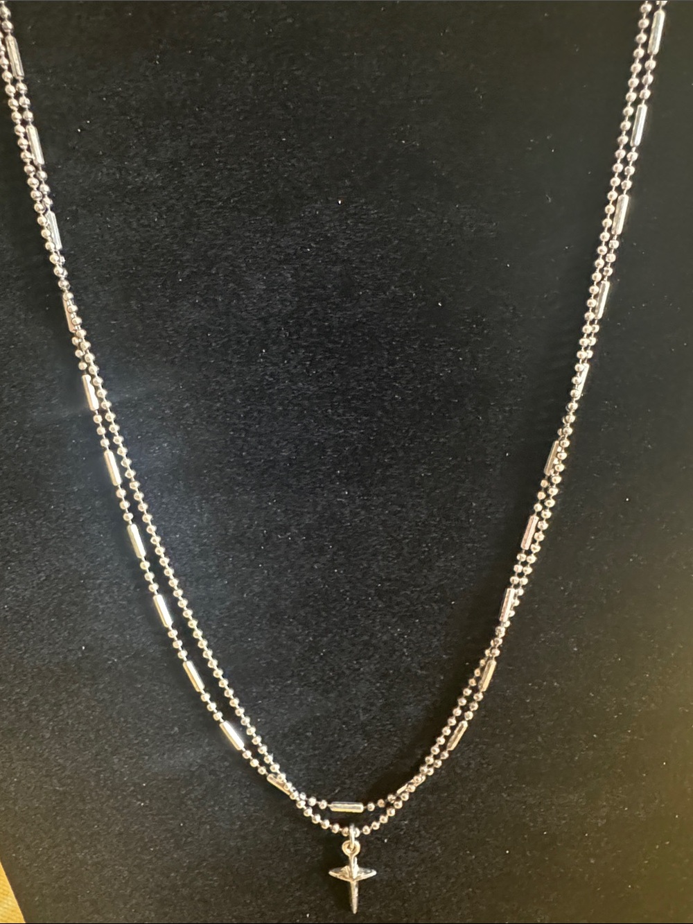 Premier Designs Silver Tone Double Strand Lariat Necklace